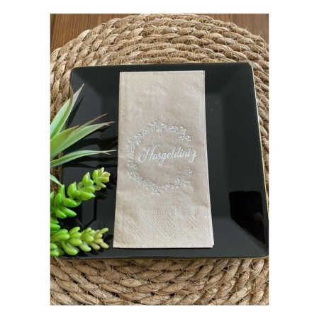 Gümüş Yaldızlı Kraft Hoşgeldiniz Peçete