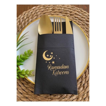 Gold Siyah Cepli Ramadan Karem Peçete 12 Adet 40x40
