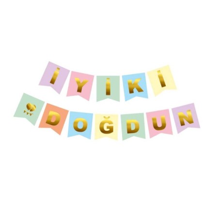 İyi Ki Doğdun Gold Yaldızlı Renkli Banner