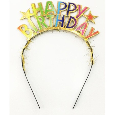 Happy Bırthday Gold Rengarenk Yazılı Metal Taç