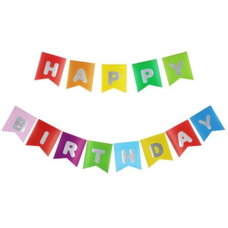 Happy Bırthday Yazı Rengarenk / Gümüş Banner
