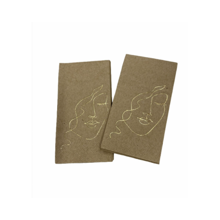 Gold Yaldızlı Kraft Yüz Baskılı Peçete 6x12 cm
