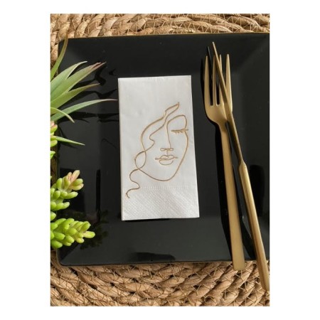 Gold Yaldızlı Beyaz Yüz Baskılı Peçete 6x12 cm