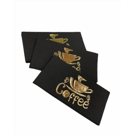 Gold Yaldızlı Siyah Coffee Peçete 6x12 cm