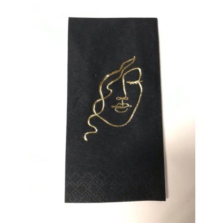 Gold Yaldızlı Siyah Yüz Baskılı Peçete