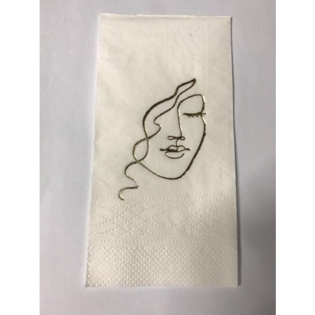 Gold Yaldızlı Beyaz Yüz Baskılı Peçete