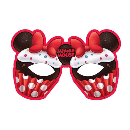Minnie Mouse Kırmızı Karton Maske 6 Adet