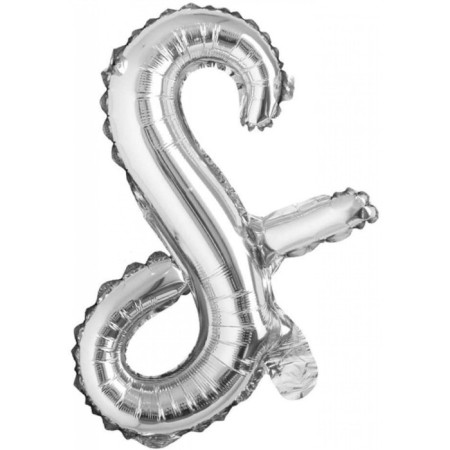 S Harf Gümüş El Yazısı Folyo Balon 18 inc 45 cm