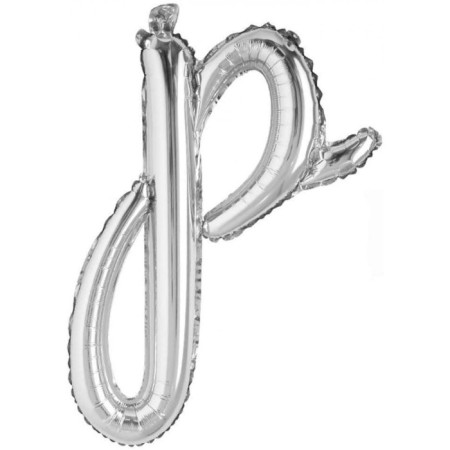 P Harf Gümüş El Yazısı Folyo Balon 18 inc 45 cm