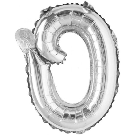O Harf Gümüş El Yazısı Folyo Balon 18 inc 45 cm