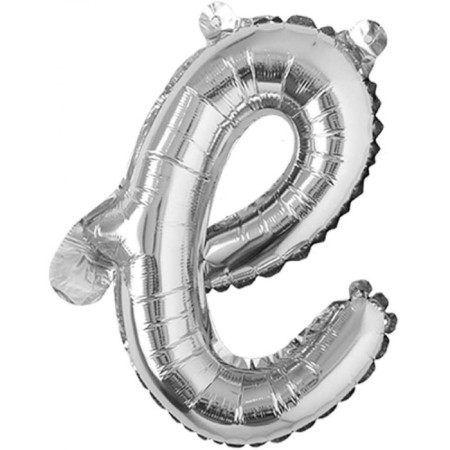 E Harf Gümüş El Yazısı Folyo Balon 18 inc 45 cm