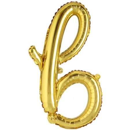 B Harf Altın El Yazısı Folyo Balon 18 inc 45 cm