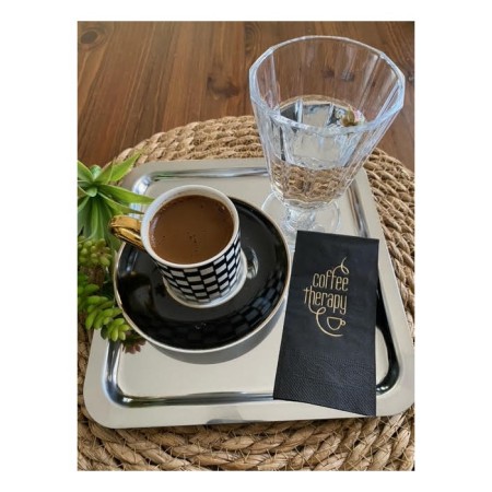 Gold Yaldızlı Siyah Coffee Therapy Peçete 6x12 cm