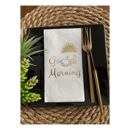 Gold Yaldızlı Beyaz Good Morning Peçete