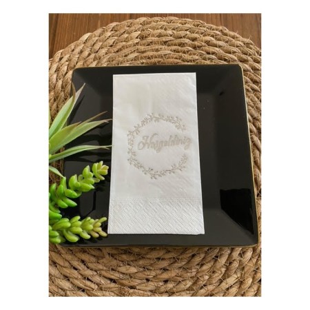 Gümüş Yaldızlı Beyaz Hoş geldiniz Peçete