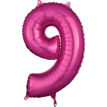 9 Rakam Koyu Pembe Folyo Balon 80 cm