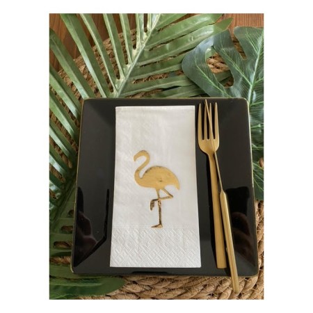 Gold Yaldızlı Beyaz Flamingo Peçete