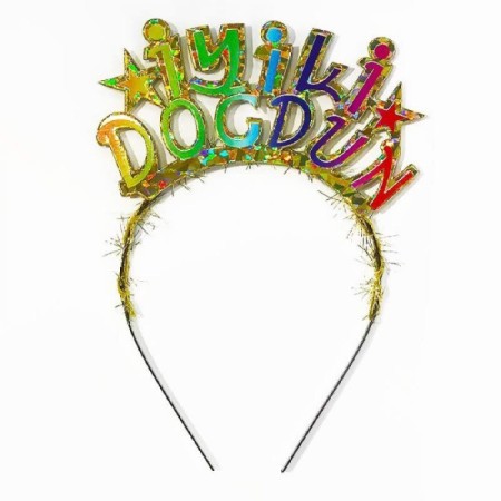 İyi Ki Doğdun Gold Rengarenk Yazılı Metal Taç