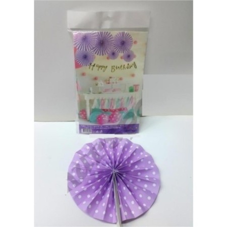 Mor Lila Puantiyeli Yelpaze Süs 3 lü set