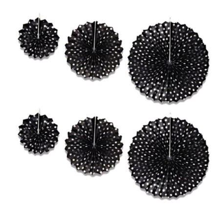 Siyah Puantiyeli Yelpaze Süs 3'lü Set