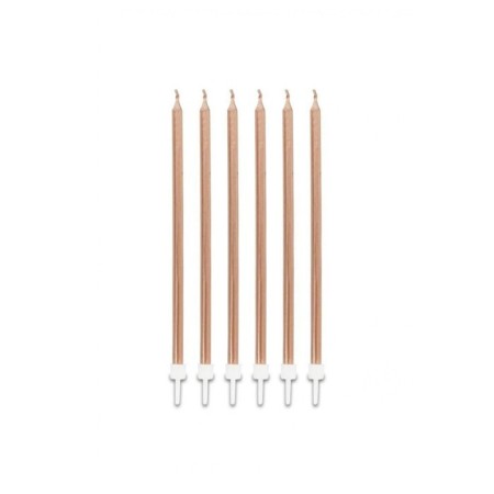 Metalik İnce Mum Rose Gold 13 cm