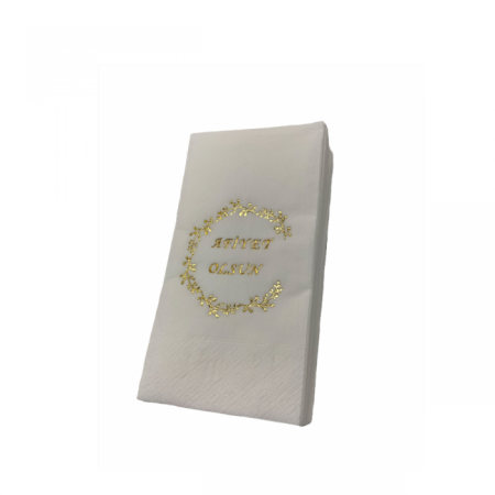 Gold Yaldızlı Beyaz Afiyet Olsun Peçete