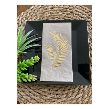 Gold Yaldızlı Kraft Yaprak Desenli Peçete 16 lı