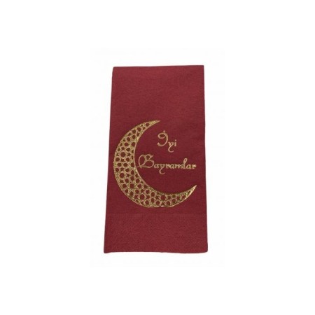 Gold Yaldızlı Bordo İyi Bayramlar Peçete 16 lı