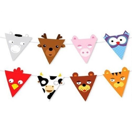 Sevimli Hayvanlar Üçgen Flama