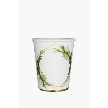 Yaprak Desenli Gold Yaldızlı Karton Bardak 6 lı