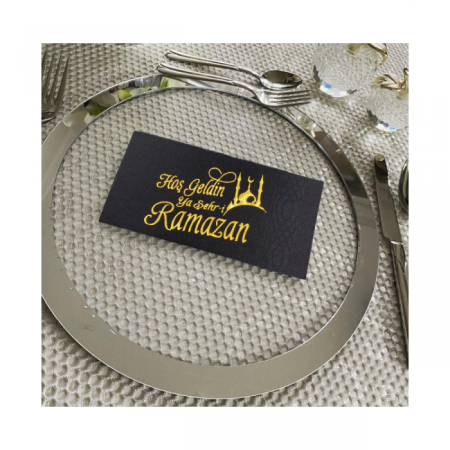 Gold Yaldızlı Siyah Hoş Geldin Ya Şehr-i Ramazan Peçete 16 lı