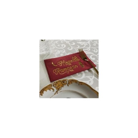 Gold Yaldızlı Bordo Hoş Geldin Ramazan Peçete 16 lı