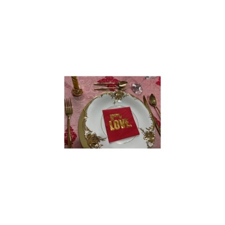 Gold Yaldızlı Kırmızı Drunk In Love Kare Peçete