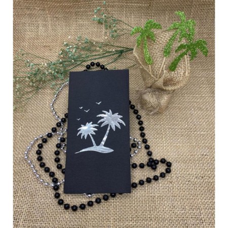 Gümüş Yaldızlı Siyah Palmiye Ağacı Peçete