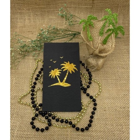 Gold Yaldızlı Siyah Palmiye Ağacı Peçete