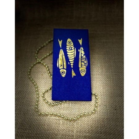 Gold Yaldızlı Lacivert 3 lü Balık Peçete