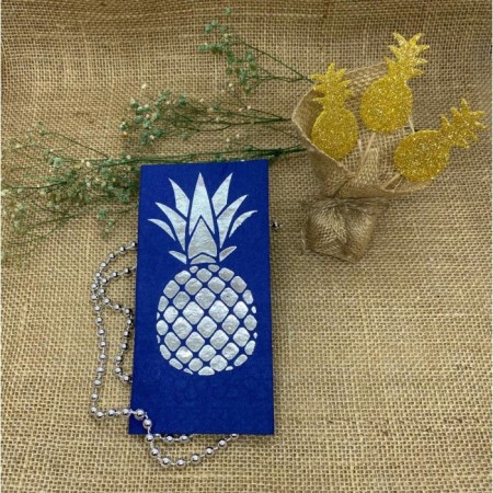 Gümüş Yaldızlı Lacivert Ananas Peçete