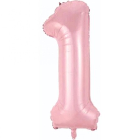 1 Rakam Açık Pembe Folyo Balon 80 cm