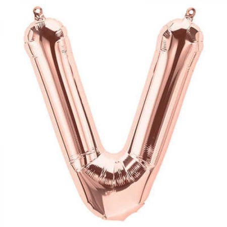 V Harf Rose Gold Folyo Balon 40 inc 100 cm