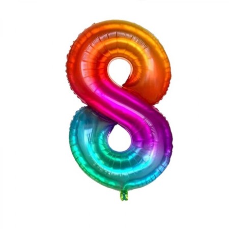 8 Rakam Gökkuşağı Folyo Balon 80 cm