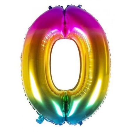 0 Rakam Gökkuşağı Folyo Balon 80 cm