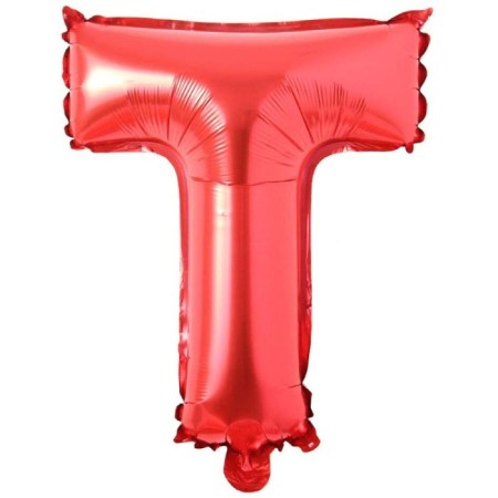 T Harf Kırmızı Folyo Balon 16 inc 40 cm