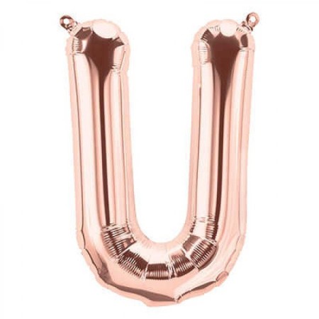 U Harfi Rose Gold Folyo Balon 34 inç 80 cm