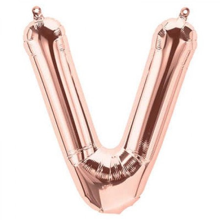 V Harfi Rose Gold Folyo Balon 34 inç 80 cm