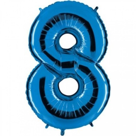 8 Rakam Mavi Folyo Balon 34 inç 80 cm