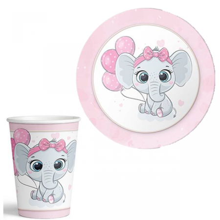 Pembe Sevimli Fil Karton Bardak 