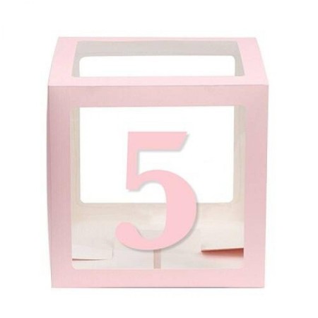 Şeffaf Kutu Rakam Pembe 5