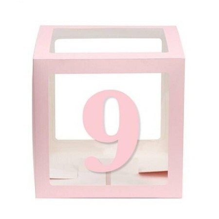 Şeffaf Kutu Rakam Pembe 9