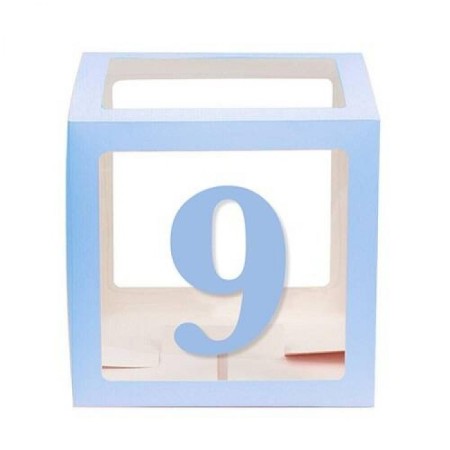 Şeffaf Kutu Rakam Mavi 9