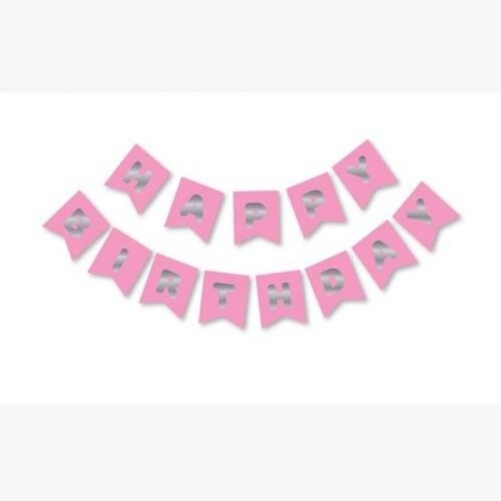 Happy Bırthday Yazı Pembe/ Gümüş Banner